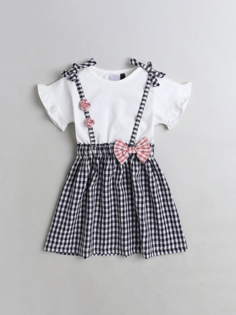 

Hopscotch Girls Blue Printed Top with Skirt