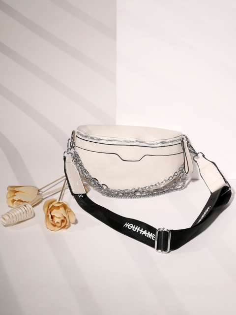 

HAUTE SAUCE by Campus Sutra Women White Solid Fanny Pack With Chains Waist Pouch