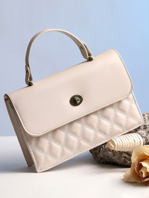 

HAUTE SAUCE by Campus Sutra Cream-Coloured Solid Structured Satchel Bag