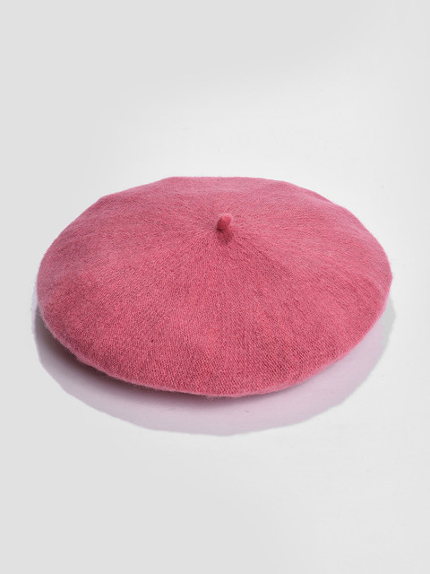

HAUTE SAUCE by Campus Sutra Women Pink Solid Vintage French Beret Hat