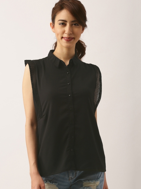 

DressBerry Women Black Solid Shirt Style Top