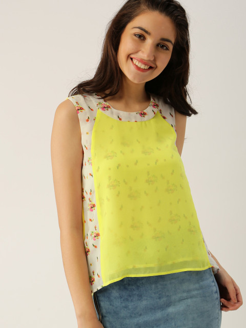 

DressBerry Women Yellow Printed Top