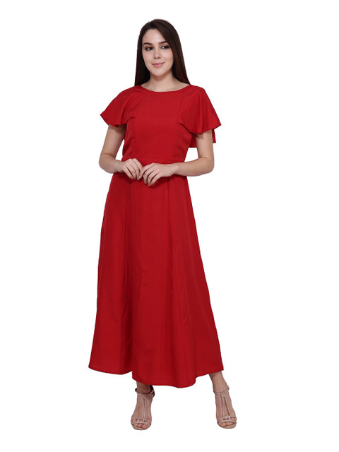 

Frempy Red Crepe Maxi Dress