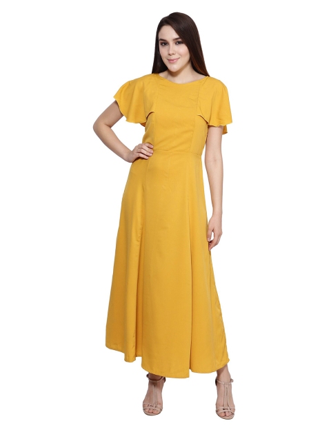 

Frempy Yellow Crepe Maxi Dress