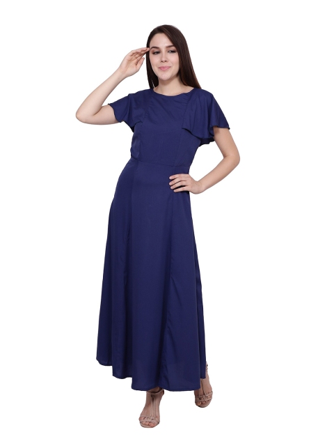

Frempy Navy Blue Crepe Maxi Dress
