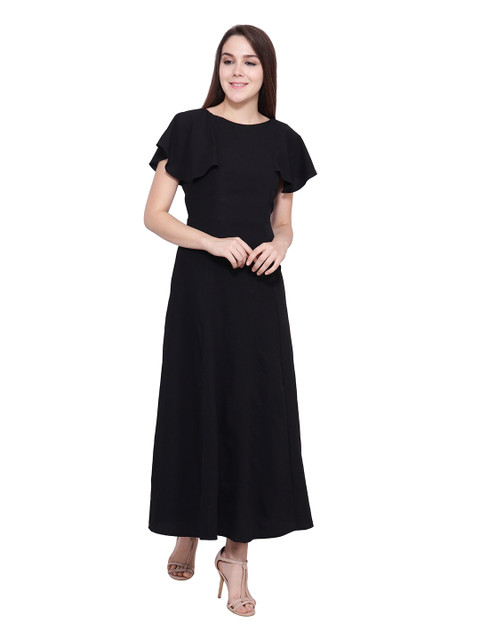 

Frempy Black Crepe Maxi Dress