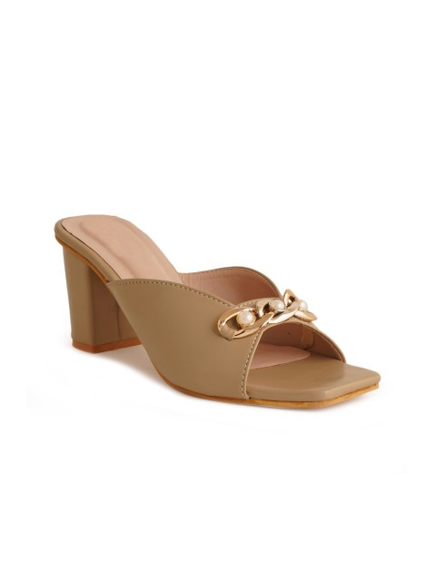 

VAYONAA Beige PU High-Top Block Mules