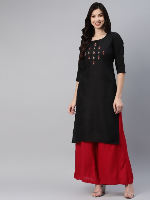 

Aarika Women Black Ethnic Motifs Embroidered Kurta