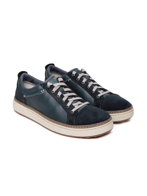 

Clarks Men Navy Leather Lorsen Edge Sneakers, Navy blue