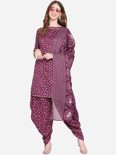 

SHAVYA Burgundy & White Printed Unstitched Dress Material