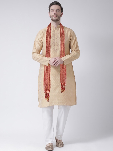 

SG LEMAN Men Gold-Toned Embroidered Raw Silk Kurta with Pyjamas & With Dupatta
