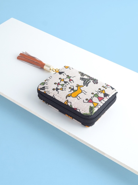 

Golden Peacock Women Beige & Yellow Tribal Printed Zip Around Wallet
