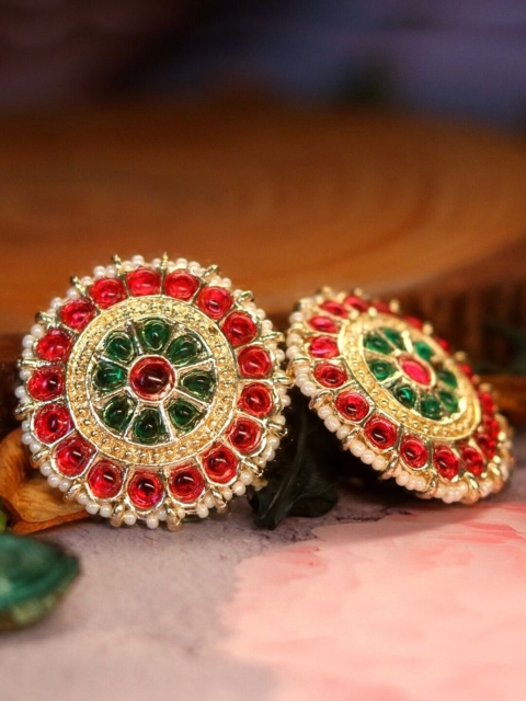 

Ishhaara Red Circular Studs Earrings
