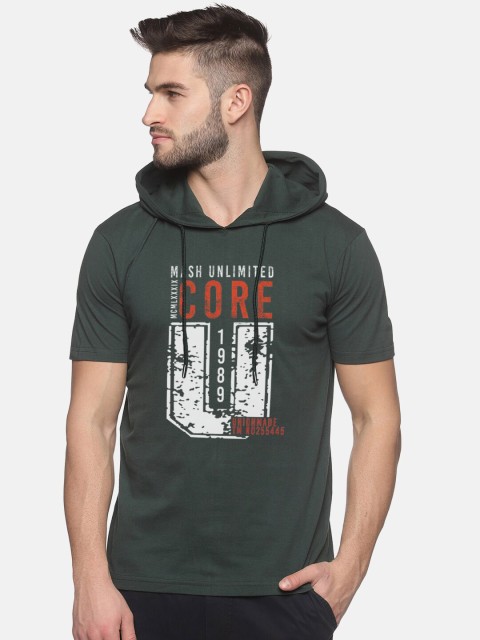 

BLACK RADIO Men Green Printed T-shirt