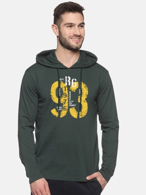 

BLACK RADIO Men Green Typography Printed Applique T-shirt