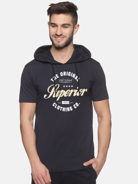 

BLACK RADIO Men Navy Blue Typography Printed T-shirt