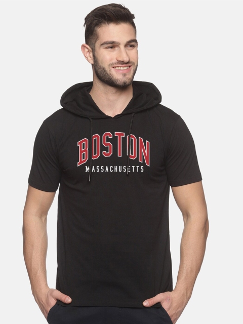 

BLACK RADIO Men Black Printed Raw Edge T-shirt