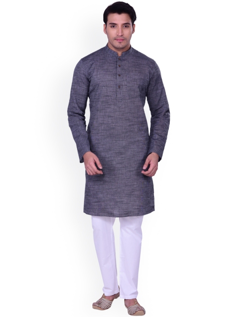 

Manyavar Men Grey Woven Straight Kurta