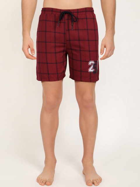 

V2 Value & Variety Men Maroon Checked Shorts