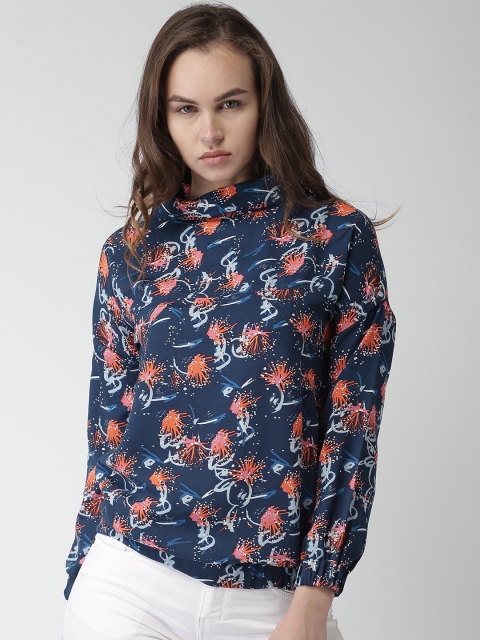 

Mast & Harbour Women Blue Printed Blouson Top