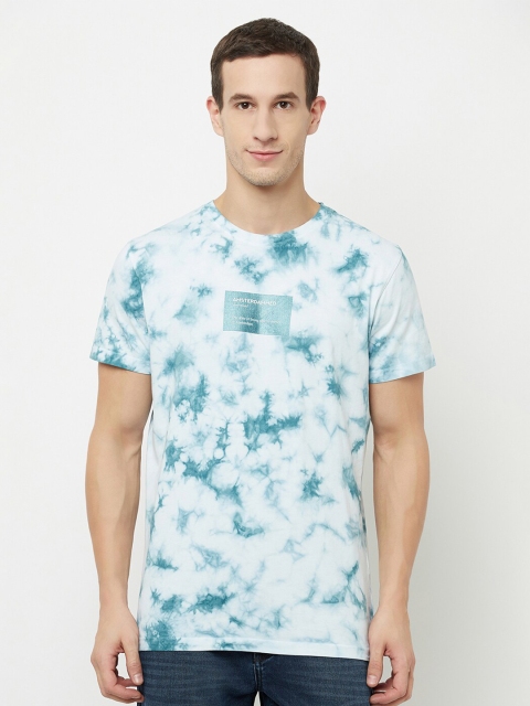 

Octave Men Blue Printed Raw Edge T-shirt