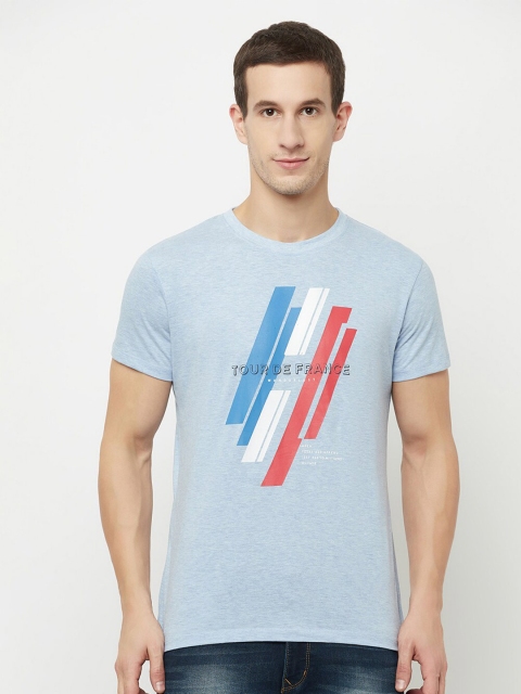 

Octave Men Blue Printed Applique T-shirt
