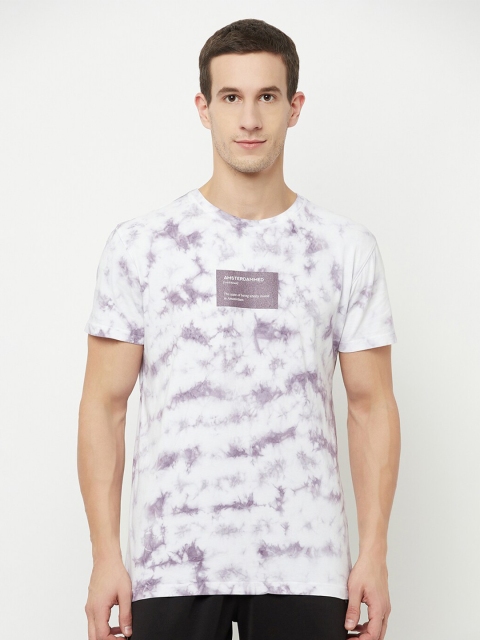 

Octave Men Purple Typography Printed Raw Edge T-shirt