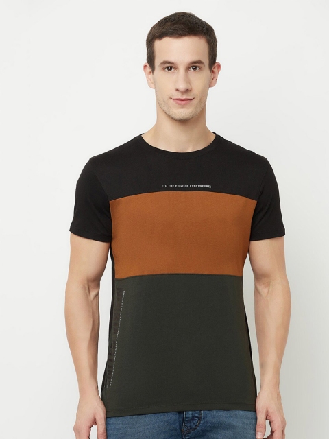 

Octave Men Olive Green Colourblocked T-shirt