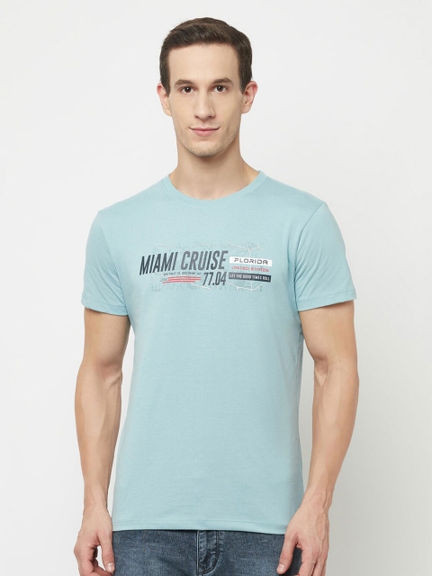 

Octave Men Blue & icy morn Typography Printed T-shirt
