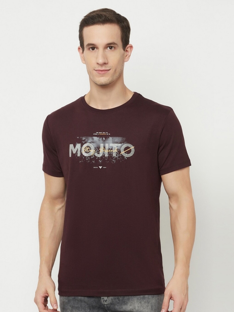 

Octave Men Maroon Printed Applique T-shirt