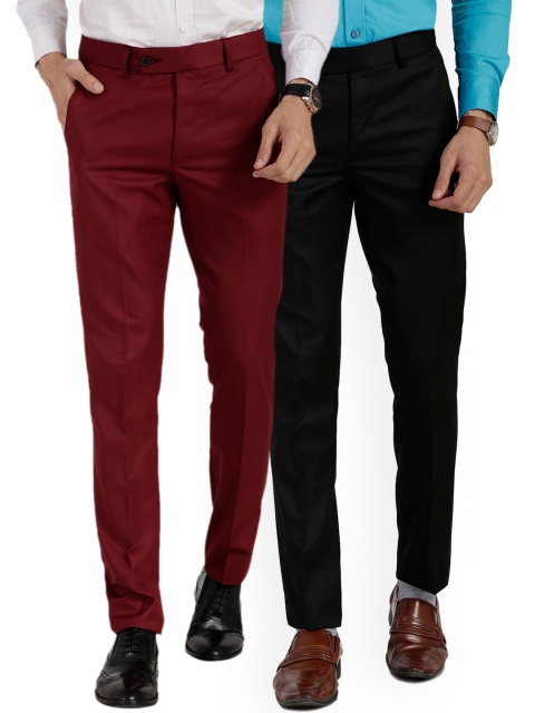

Vandnam Fabrics Men Multicoloured Smart Slim Fit Trousers, Multi