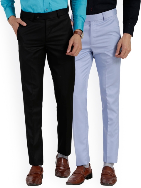 

Vandnam Fabrics Men Multicoloured Smart Slim Fit Trousers, Multi