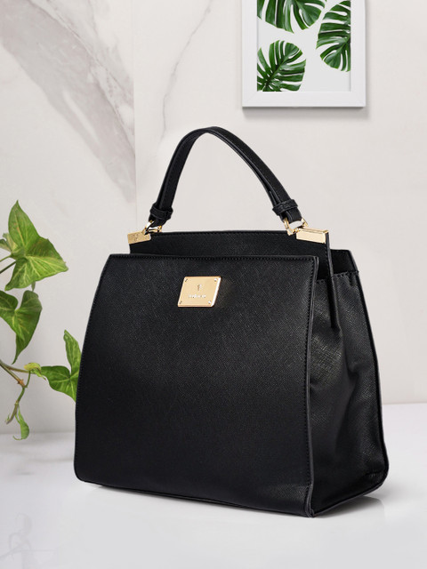 

Van Heusen Women Black PU Structured Handheld Bag