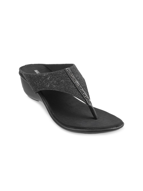 

WALKWAY by Metro Black Wedge Sandals with Laser Cuts