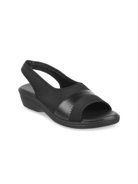 

WALKWAY by Metro Women Black Textured Open Toe Flats