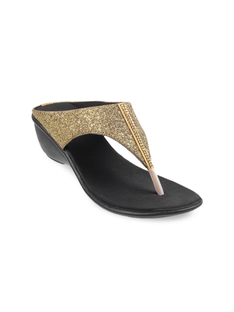 

WALKWAY by Metro Gold-Toned Embellished Wedge Sandals