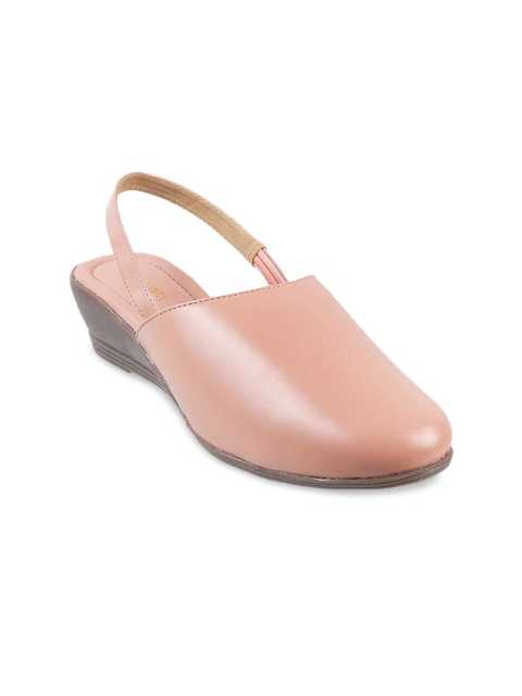 

WALKWAY by Metro Peach-Coloured Wedge Pumps with Buckles