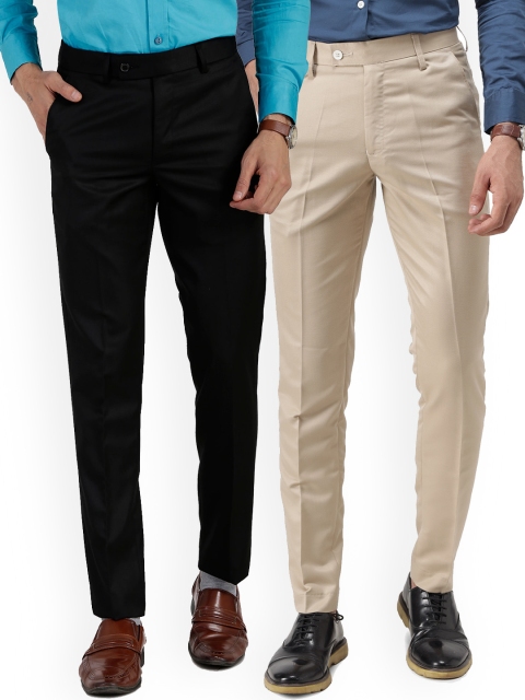 

Vandnam Fabrics Men Multicoloured Smart Slim Fit Trousers, Multi