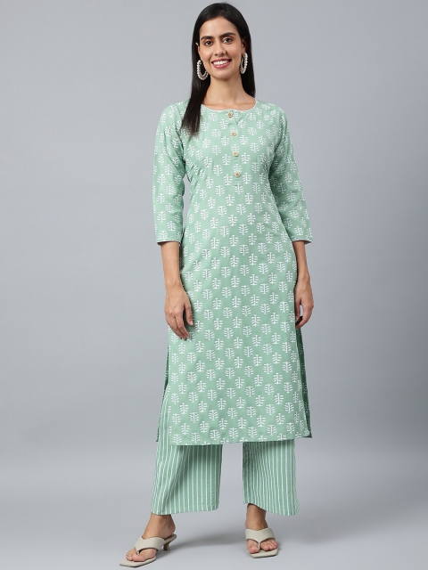 

KALINI Women Green Ethnic Motifs Printed Kurta with Palazzos