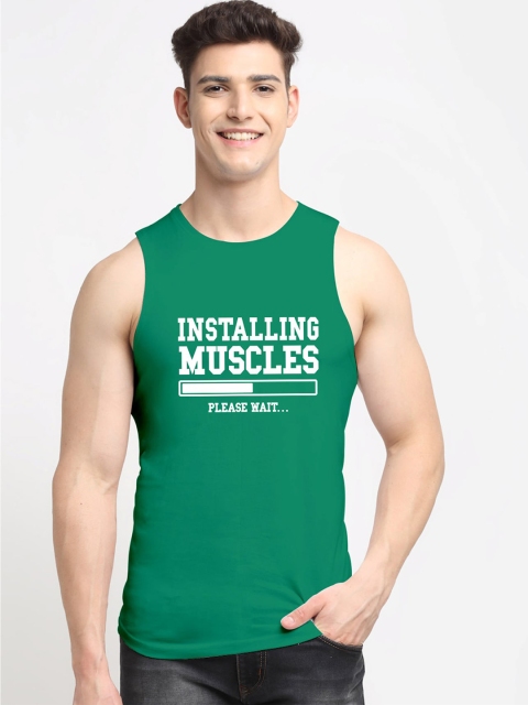 

Friskers Men Green Printed Cotton Innerwear Vests