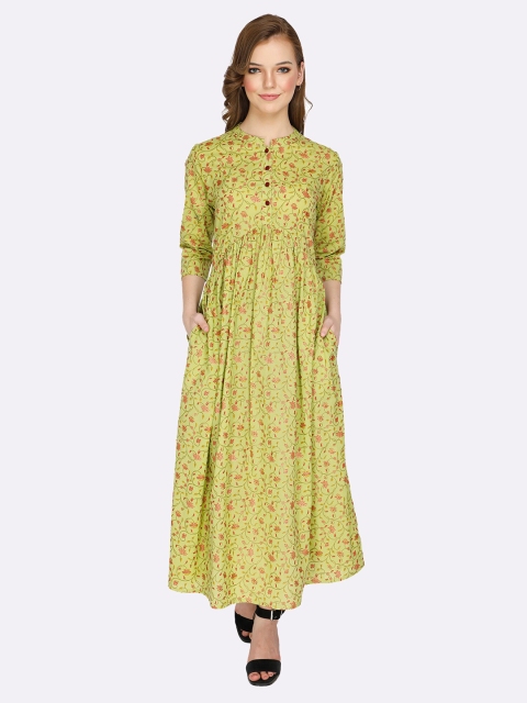 

shashvi Green Floral Printed Pure Cotton Kurti