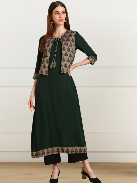 

shashvi Brown & Brown Bandhani Printed Pure Cotton Kurti