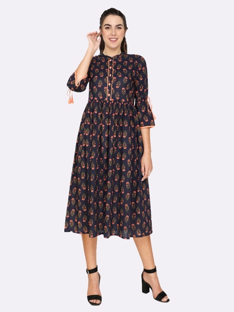 

shashvi Blue & Blue Floral Printed Pure Cotton Kurti
