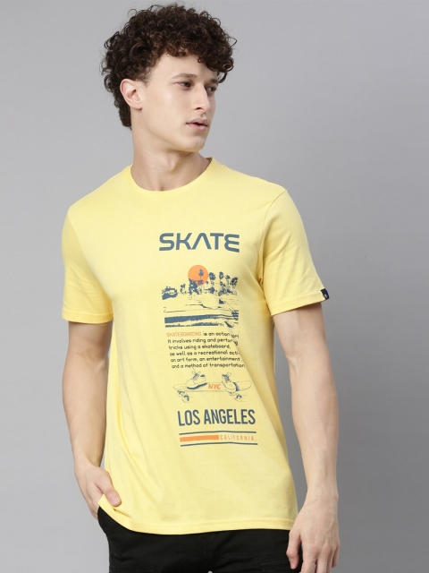 

Breakbounce Men Yellow & blond Typography Printed Applique T-shirt