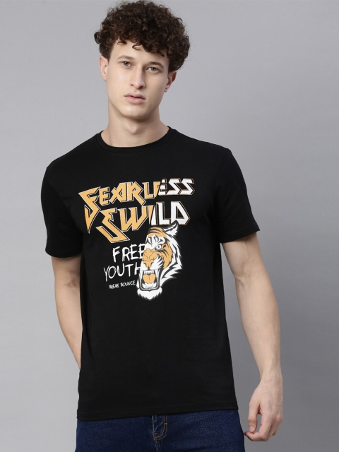 

Breakbounce Men Black & chinese black Typography Printed Applique T-shirt