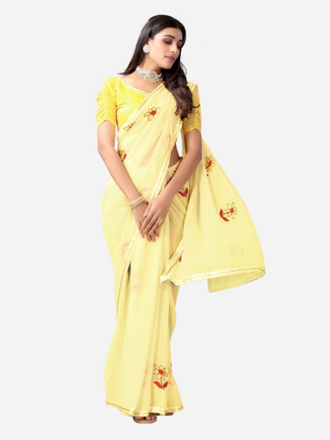 

Satrani Yellow & Red Floral Saree