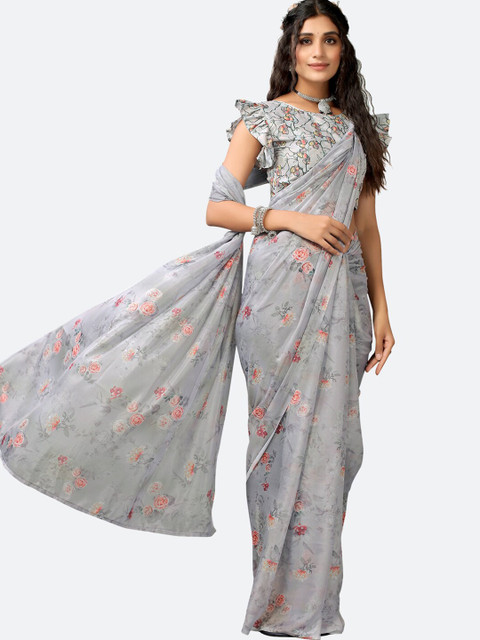 

Satrani Grey Floral Saree