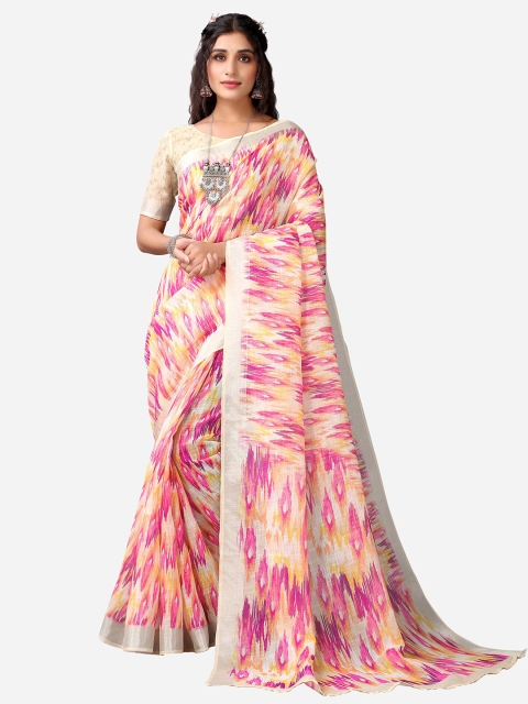 

Satrani Pink & White Zari Saree