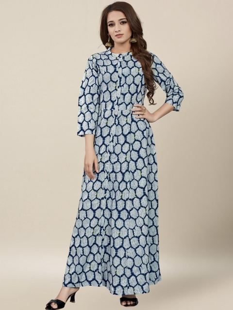 

Vedic Blue & Blue Ethnic Motifs Printed Anarkali Kurti