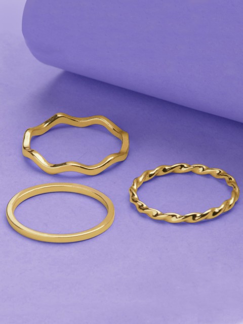 

Accessorize Set Of 3 Gold-Plated Mixed Design Finger Rings